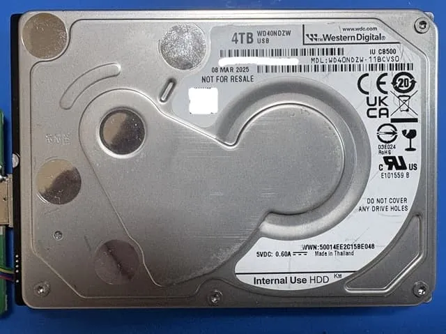内蔵HDD　WD40NDZW-11BCVS0
４TBデータ復旧
